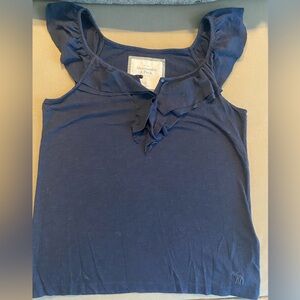 Abercrombie & Fitch Women's Navy Blue Ruffle Top